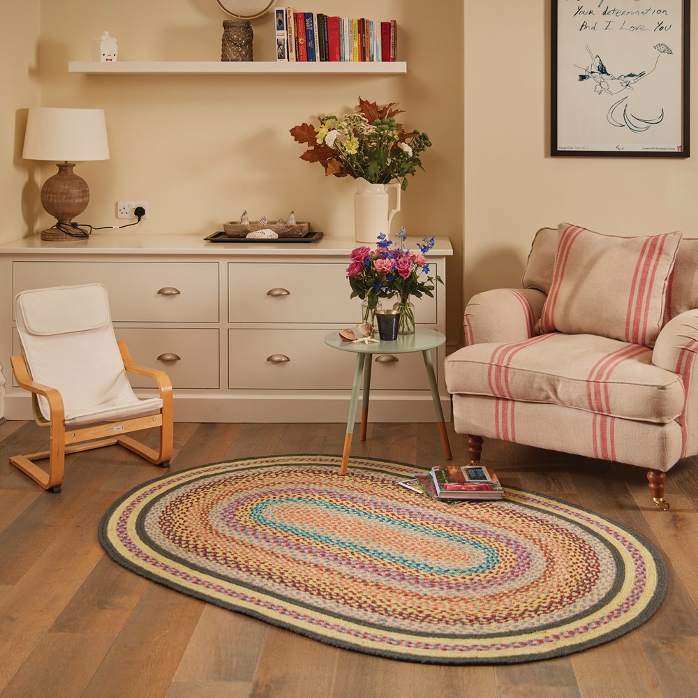 Origins Jute Extra Colourful Oval Rug in Multi